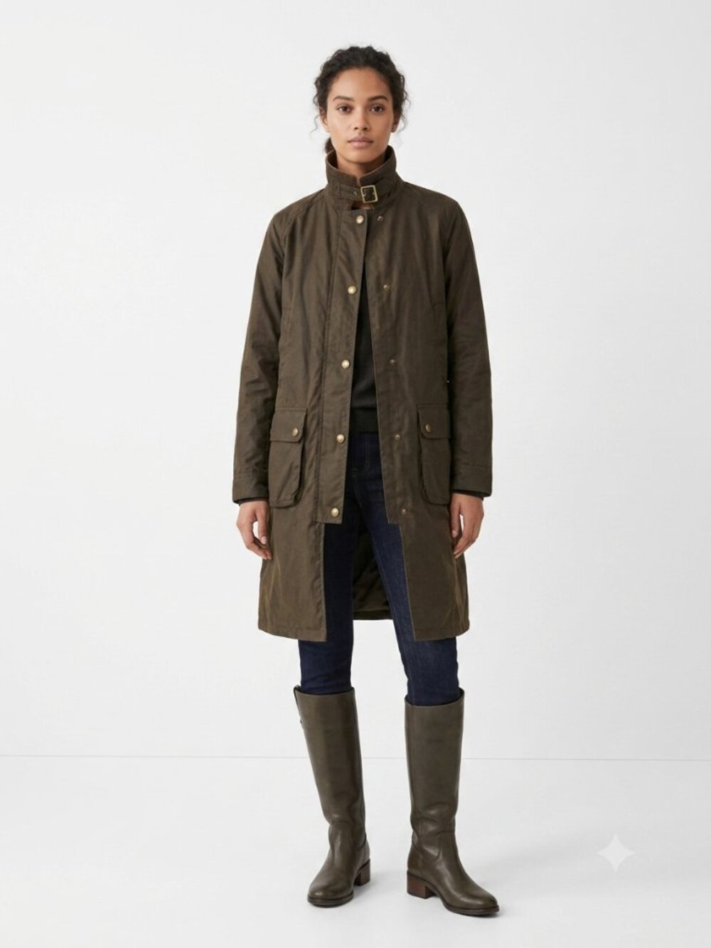 Lauren Ralph Lauren Long Barn Coat Olive Equestrian M